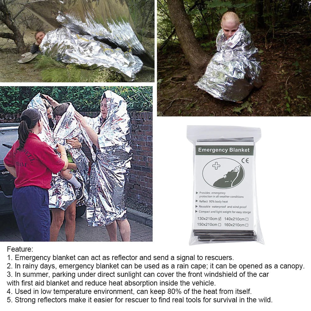 5-10pcs Emergency Blanket Outdoor Survive First Aid Military Rescue Kit Windproof Waterproof Foil Thermal Blanket for Camping