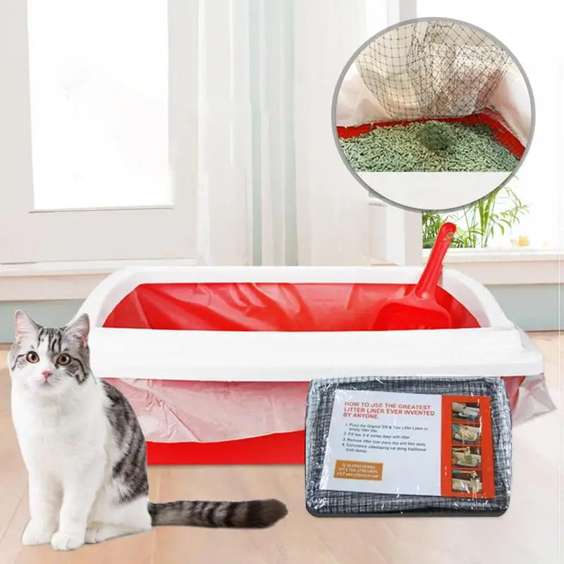 10pcs Reusable Cat Feces Filter Hands Free Pet Cat Excrement Liners with Filter Net Pet Hygienic Litter Box Liners Pet Cleaning