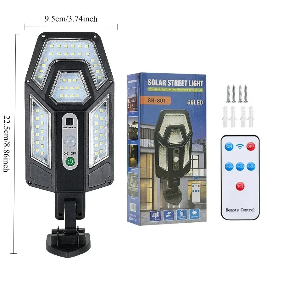 2000LM Solar 43/55 LED Lights Outdoor Solar Lamp of Motion Sensor 3 Modes Waterproof IP65 Solar Garden Light Street Yard Lantern