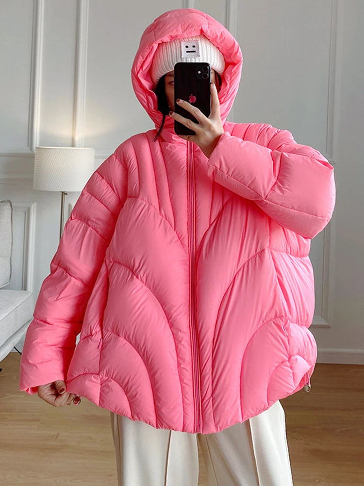 NEW Arrivals Fashion White Duck Down Jackets Women's Hooded Solid Color Warm Thick Coat Versatile Winter New Clothing 2VV1913