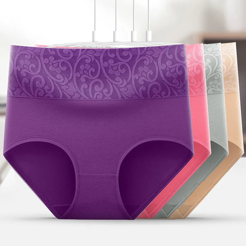 NEW Arrivals 3 PCS Set L-2XL Plus Size High Waist Lace Jacquard Women's Briefs Comfy Breathable Stretchy Intimates Women's Panties Fashion Sexy Female Underwear Pregnancy Clothing Supplies