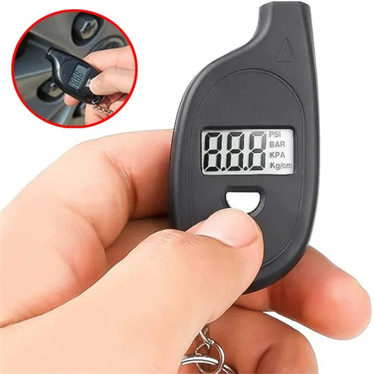 NEW Arrivals 2PCS Set Mini Keychain Style Tire Gauge Digital LCD Display Car Tire Air Pressure Temperature Tester Meter Bicycles  Auto Car Motorcycle Tire Safety Alarm