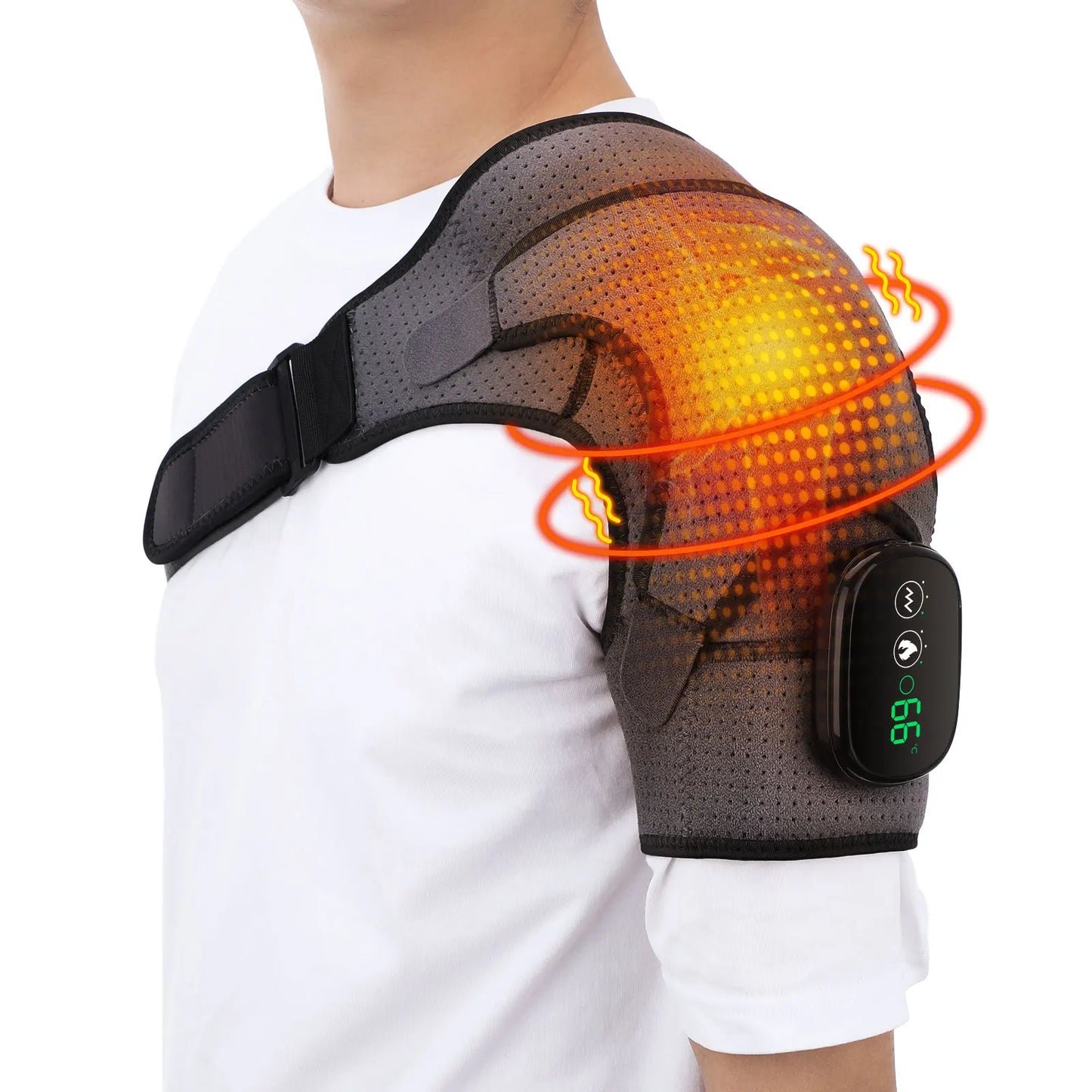 Electric APP Heating Shoulder Pain Relief Therapy Massage Heated Back Shoulder Brace Perfect For Cyclists Runners Adjustable Heating Shoulder Massage Belt For Arm Muscle Relaxation Sports Injuries