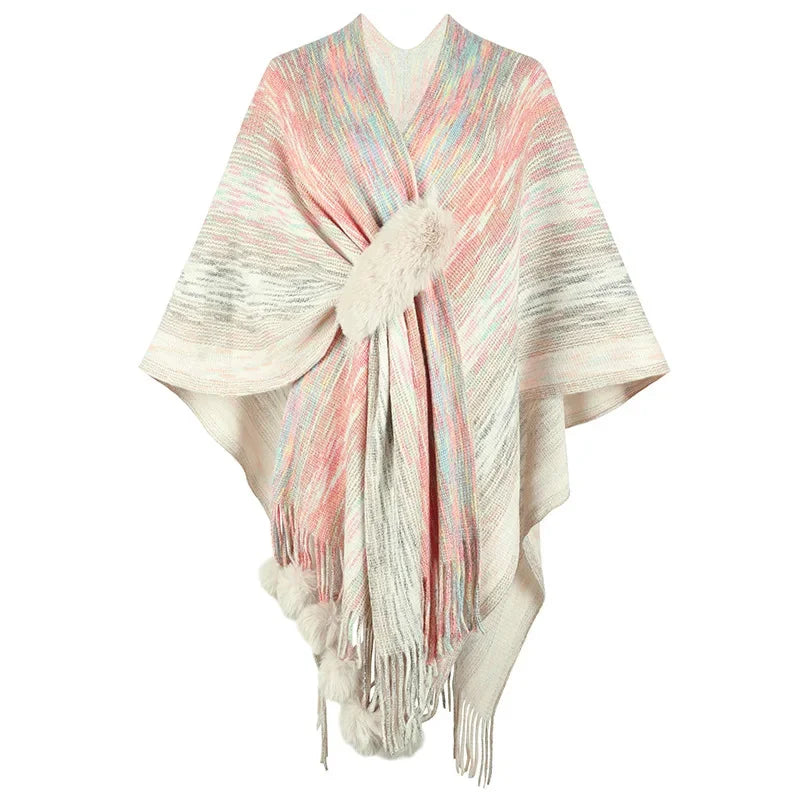 NEW Arrivals High Quality Luxury Shawl Cardigan Coats Women Sweaters Full Sleeve Tassel Cloak Coat Capes Elegant Splice Open Stitch Ponchos Autumn Winter Girls Ladies Fashion Apparel Accessories Clothing Supplies