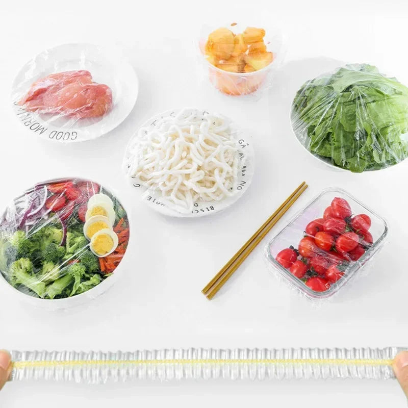 1200 PCS Set Disposable Food Cover Elastic Plastic Fruit Vegetable Food Covers Shower Cap Food Grade Storage Bag Kitchen Organizer Cling Film