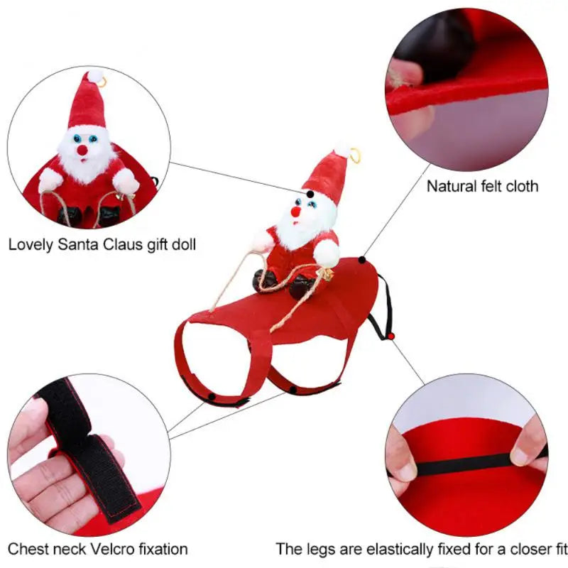 Creative Dog Cat Christmas Costume Santa Claus Riding Pet Cosplay Clothes Christmas Party Pet New Year Eve Gift