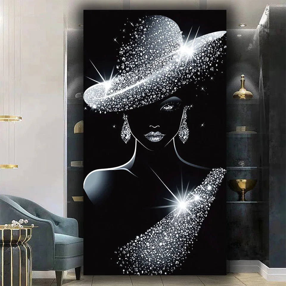 Abstract Sparkling Woman Diamond Painting New Diy Jewelry Cross Stitch Full Diamond Mosaic Art Portrait Home Decoration