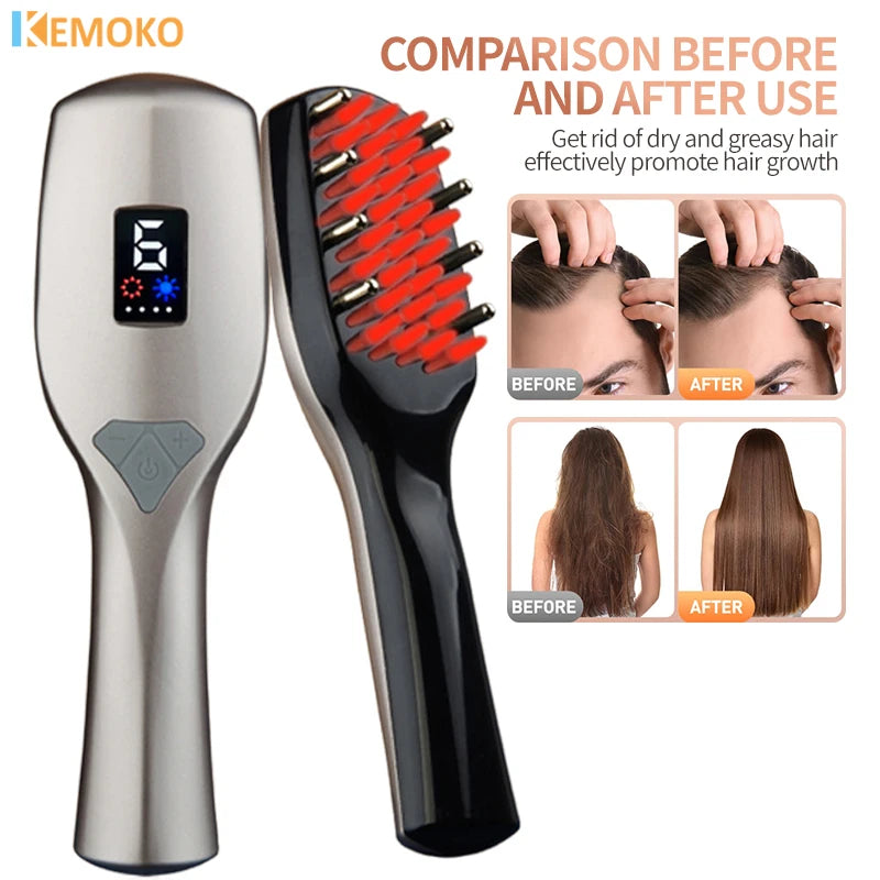 Electric Laser Hair Growth Comb Anti Hair Loss Therapy Comb Infrared EMS LED Red Blue Light Vibration Massage Hair Health Care Accessories Health Care Supplies
