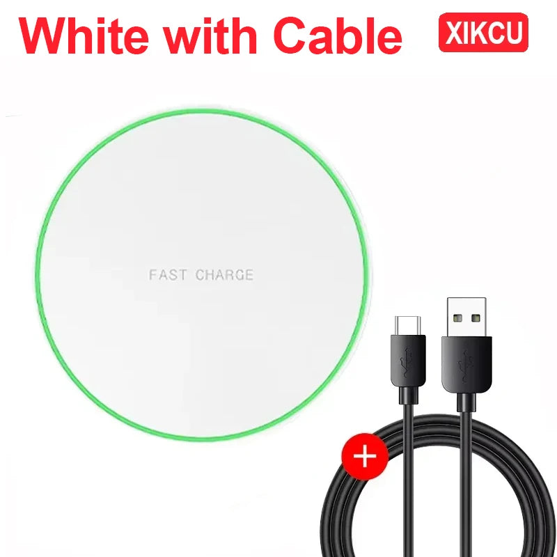 White/Black Color 300W  Fast Wireless Charger Pad + Cable  for iPhone 16 15 14 13 12 Pro Max Samsung Galaxy S24 S23 S22 Xiaomi Wireless Charging Station Mobile Cell Phones Accessories