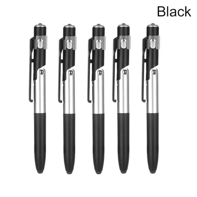 NEW Arrivals 5 PCS Set 5 In 1 Multi-Function Ballpoint Pen With LED Light Fold Phone Holder Night Read Writing Pencil Office Student Stationery Tools