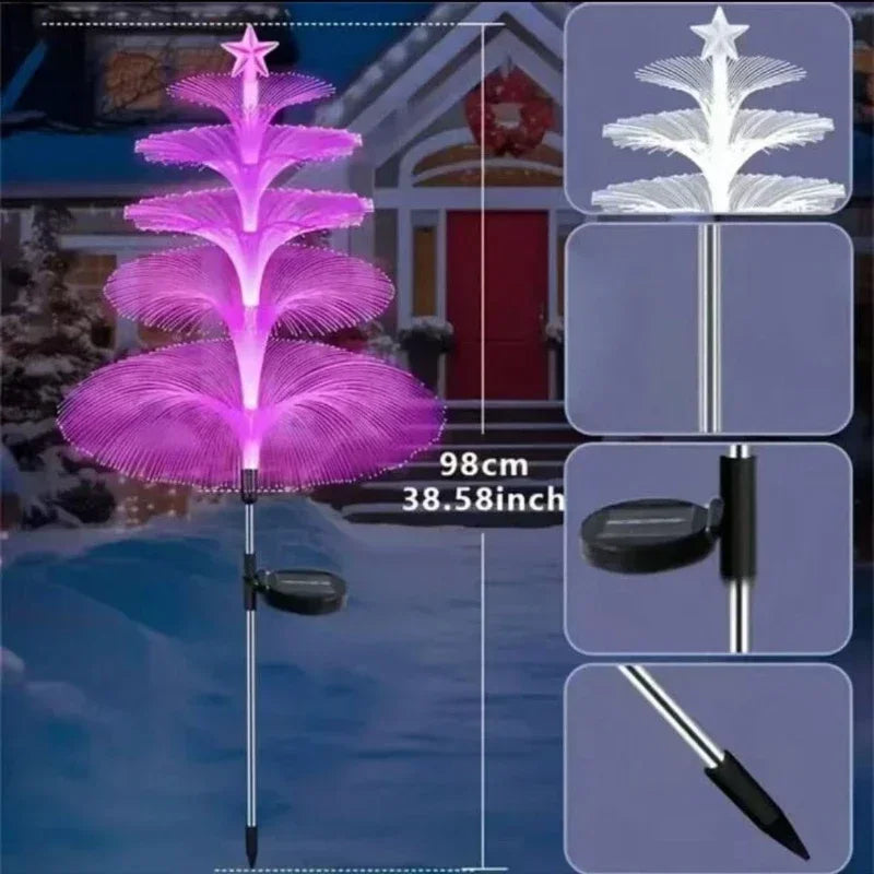 3/5 Layers Outdoor Solar Jellyfish Lights - Waterproof 1-5 Layer Fiber Optic Decor for Garden Pathway, Lawn Patio Landscape Lighting