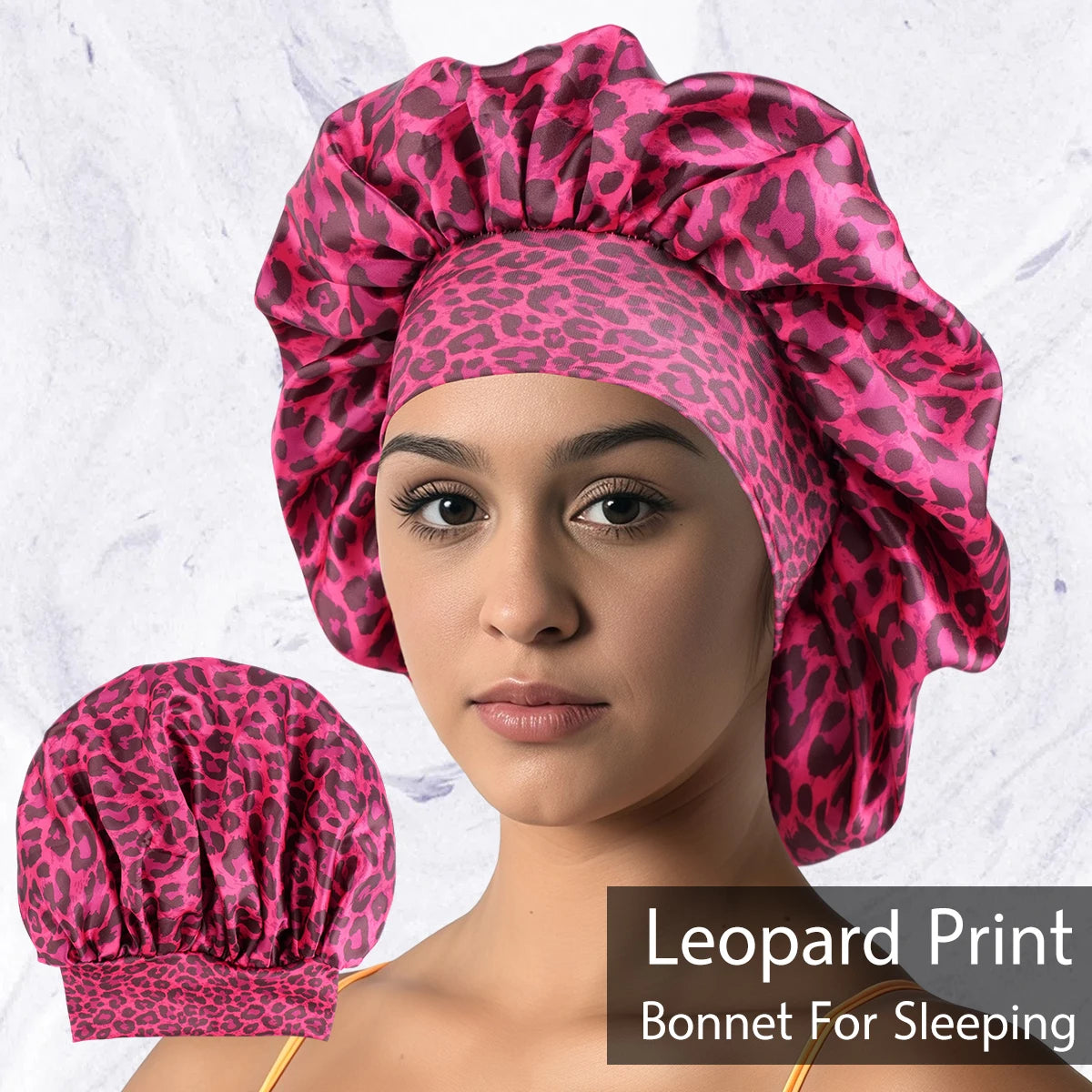 5 Colors Luxurious Women's Satin Sleep Bonnet All-Over Leopard  Nightcap for Hair Care And Fashion Style