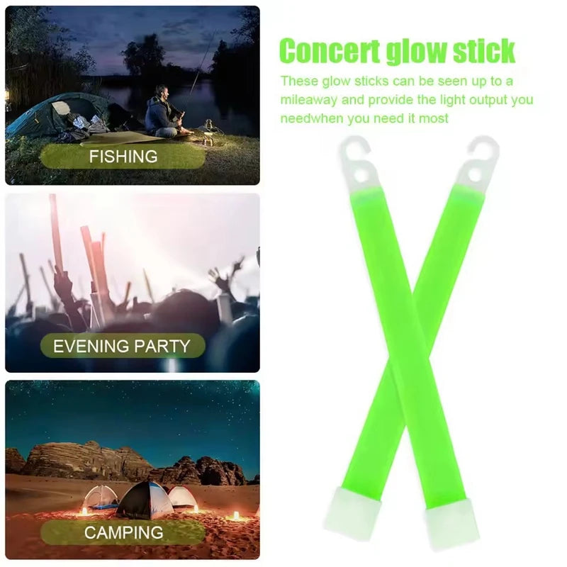 5/10 PCS Set Glow Sticks With Hook 6 Inch Fluorescence Light Stick For Hiking Camping Outdoor Supplies Glow In The Dark Wedding Birthday Party Decor Music Festival Concert Rave Party Decoration