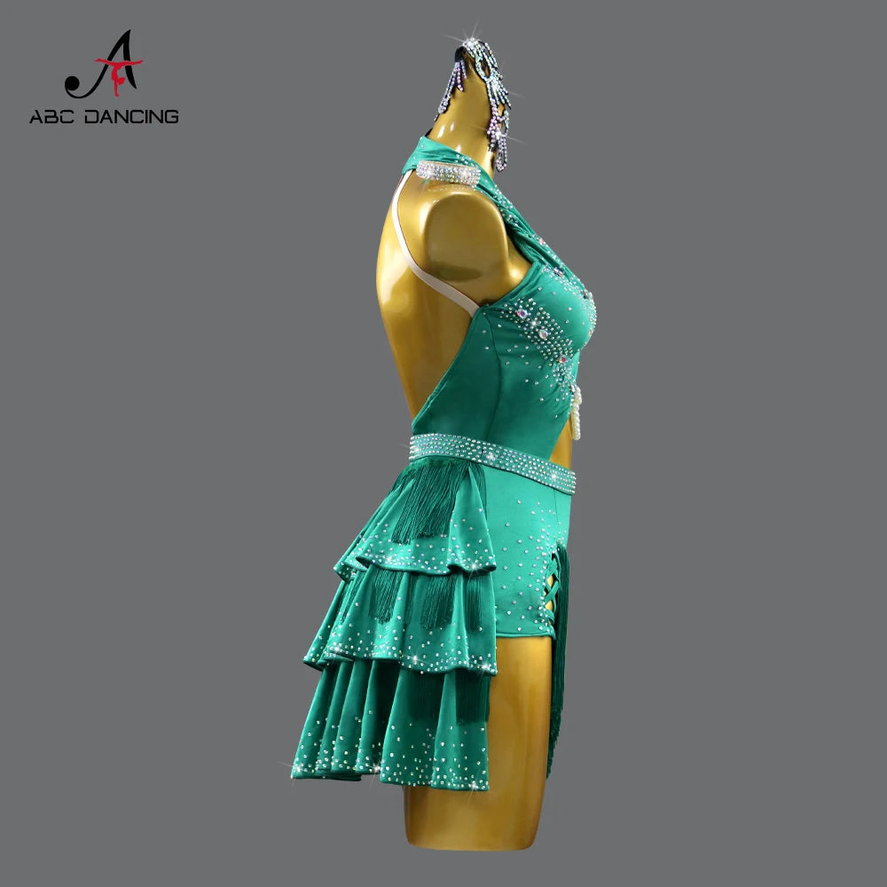 NEW Arrivals Adults-Girls 2XS-2XL Luxury Dance Costume with Jewelry Ornaments Latin Dress Party Samba Women Line Suit Sexy Ballroom Competition Dancing Practice Clothes Prom Fringe Dresses