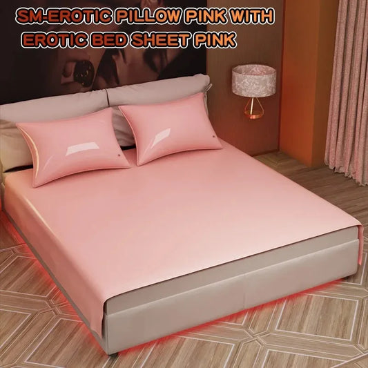 NEW Arrivals 3PCS Set Black/Pink Color Waterproof BDSM Sheet + Pillows Set SM Waterproof Mattress Protector Cover, Adult Sex Play Bed Sheet, Liquid-Proof Fetish Bedding