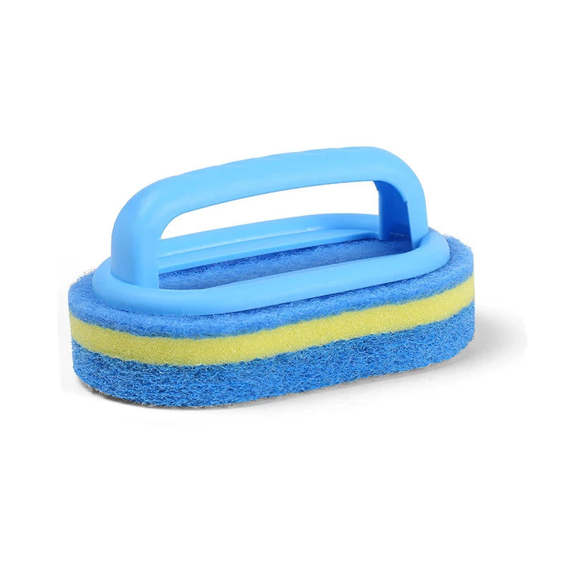 NEW 3PCS Set Sponge Cleaning Brush With Handle Bathtub Tile Scrub Brush Kitchen Bathroom Cleaning Sponge Brush Household Cleaning Supplies