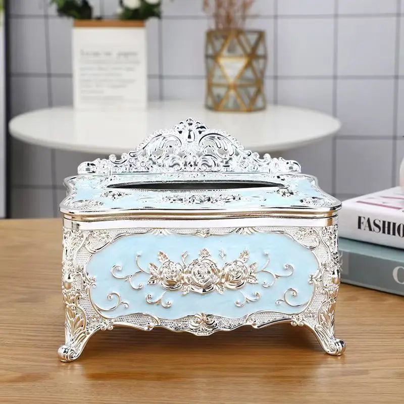 1pc European Antique Romantic Tissue Box, Home Kitchen Living Room Bedroom Dining Room Hotel KTV Office Desktop Decoration Tissue Storage Box