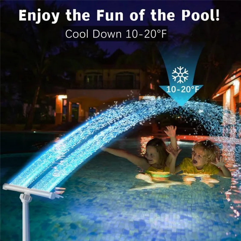 NEW 【Perfect-Gift!】Auto Light Sensing Solar Pool Fountain With RGB Lights For Above And In-Ground Pools Dual Pool Sprinkler