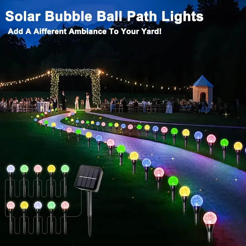 30 LED Solar Bubble Ball Lawn Lights Waterproof Solar Pathway String Light for Outdoor Garden Patios Trail Lighting Decoration