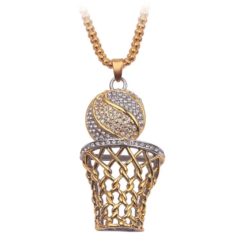 NEW Fashion Street Exaggerated Punk Basketball Pendant Necklace for Women Men Sports Hip Hop Chain Jewelry Accessories