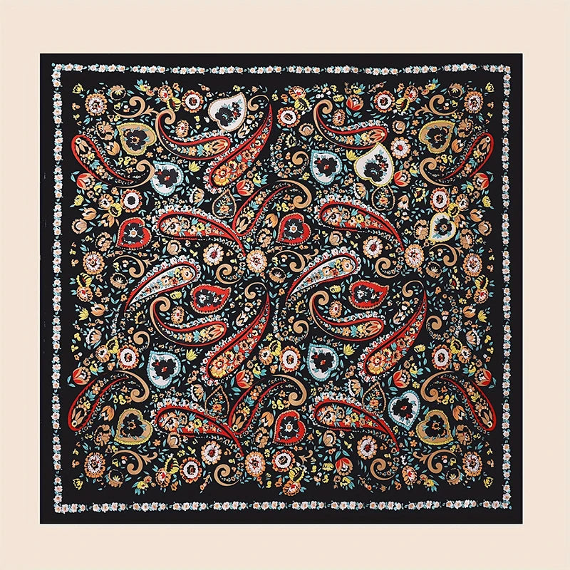 New 90x90cm 18 Colors Silk Shawl Satin Square Scarf For Women Paisley Neckerchief Female New Headband Hair Bands Print Foulard Hijab Wraps Bandana Women Apparel Accessories