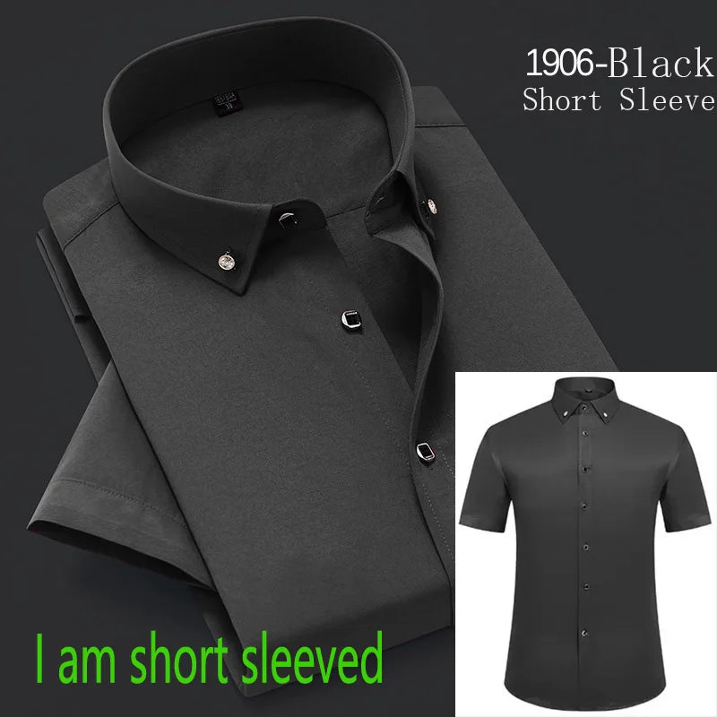 10 Colors S(60KG) 5XL(90KG) UK Plus Size New Men's Whit Shirt High End TikTok Popular Clothes Short Sleeve Long Sleeve Casual Suit Bottom Shirts