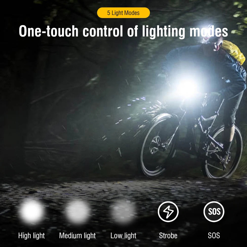 Super Bright Bicycle Headlight USB-C Rechargeable Bike Front Light With Horn Bike Accessories Waterproof Gear Light MTB