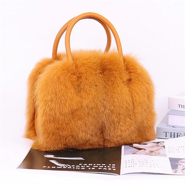 New Women's Clothing Designer Brand Luxury Real Fox Hair Large Capacity High-End Evening Party Business Dinner Handbag Charm Women's Fur Bag Purse Girls Ladies Luxury Fashion Apparel Accessories Clothing Supplies