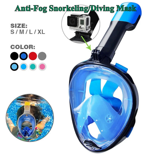 NEW Adults XL /Kids XS Size  Full Face Snorkel Mask - Professional Anti-Fog Diving Goggles, Underwater Scuba Swimming Equipment