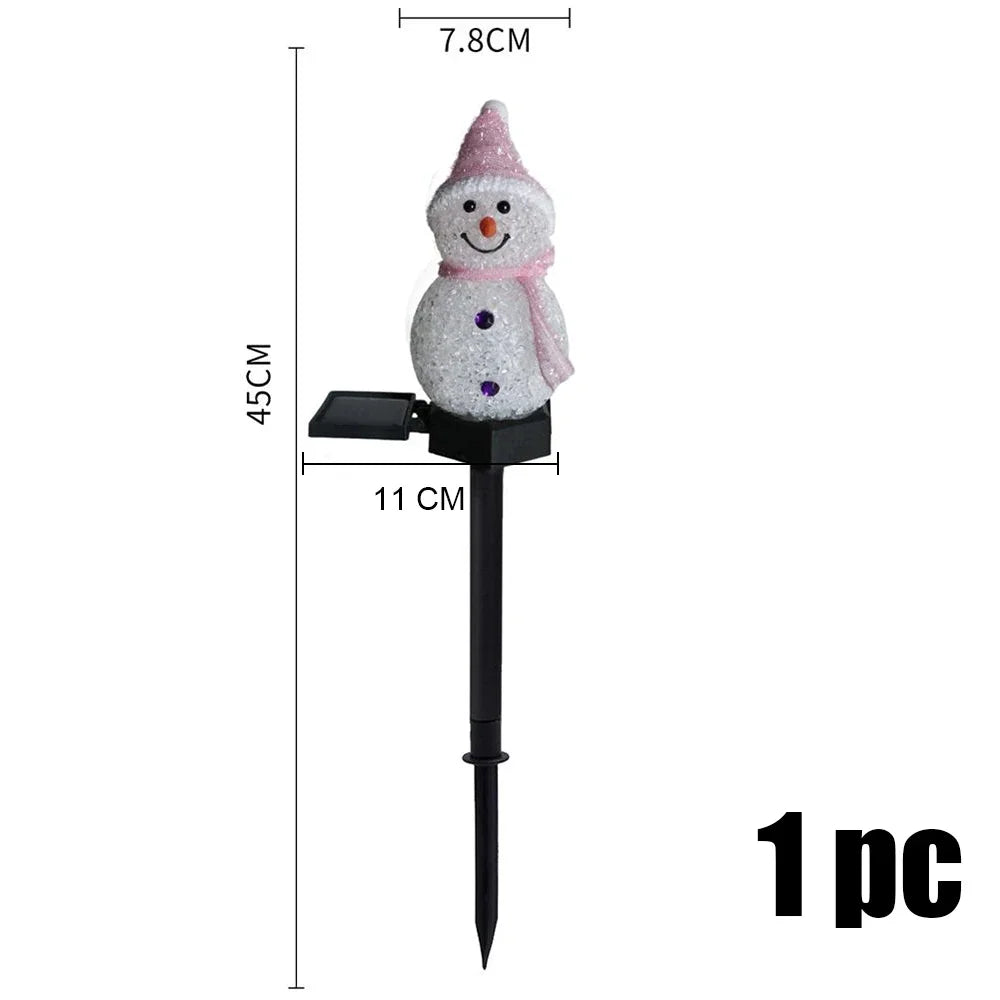 2PCS  Christmas Pathway LED Solar Lights Outdoor Waterproof Lawn Stake Lamp for Garden Decoration Yard Home Holiday Santa Claus
