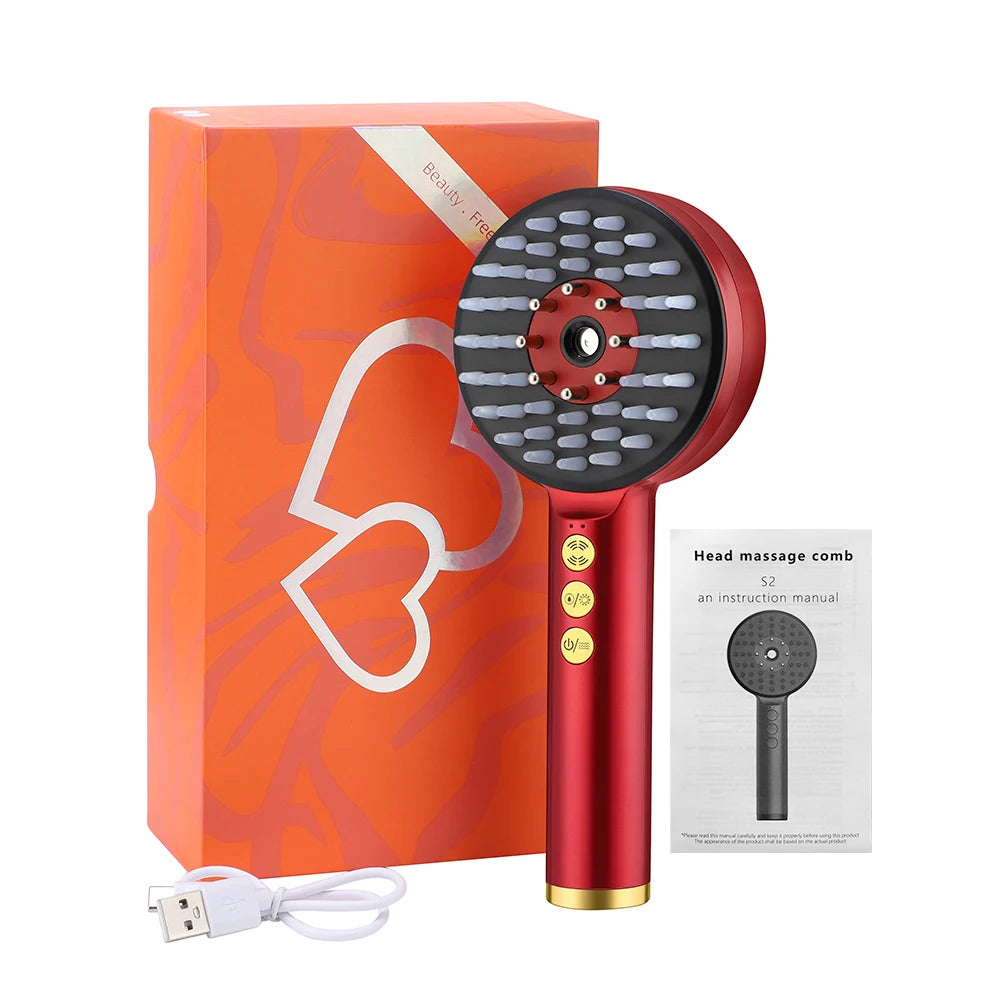 NEW Arrivals EMS Electric Massage Comb Vibration Red Blue Light Therapy Hair Growth Massage Scalp Brush Anti Hair Loss Nano Spray Hair Care Supplies