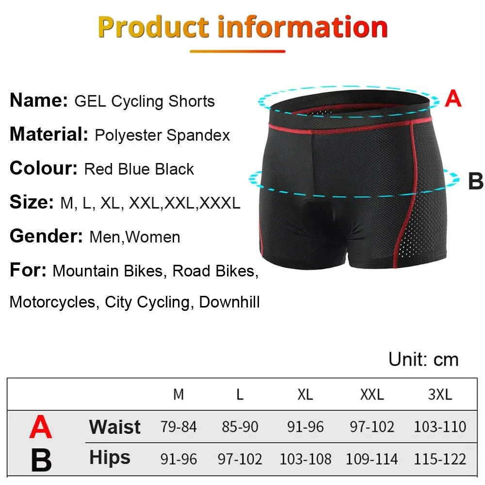 Cycling Shorts Breathable Mesh Cycling Underwear 5D Gel Pad Shockproof MTB Bike Shorts Man Shorts