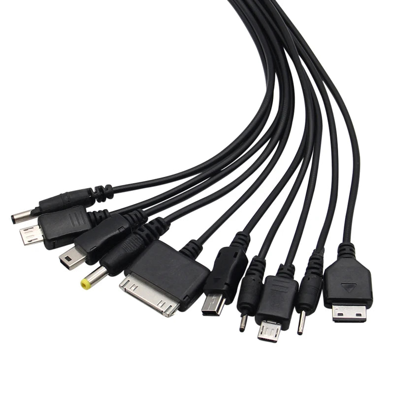 NEW Arrivals 10 In1 Set USB to Multi-Ports USB Cable Universal Phone Charging Cable Multi-head Charging Cable Cord For Samsung Nokia Phone Charger