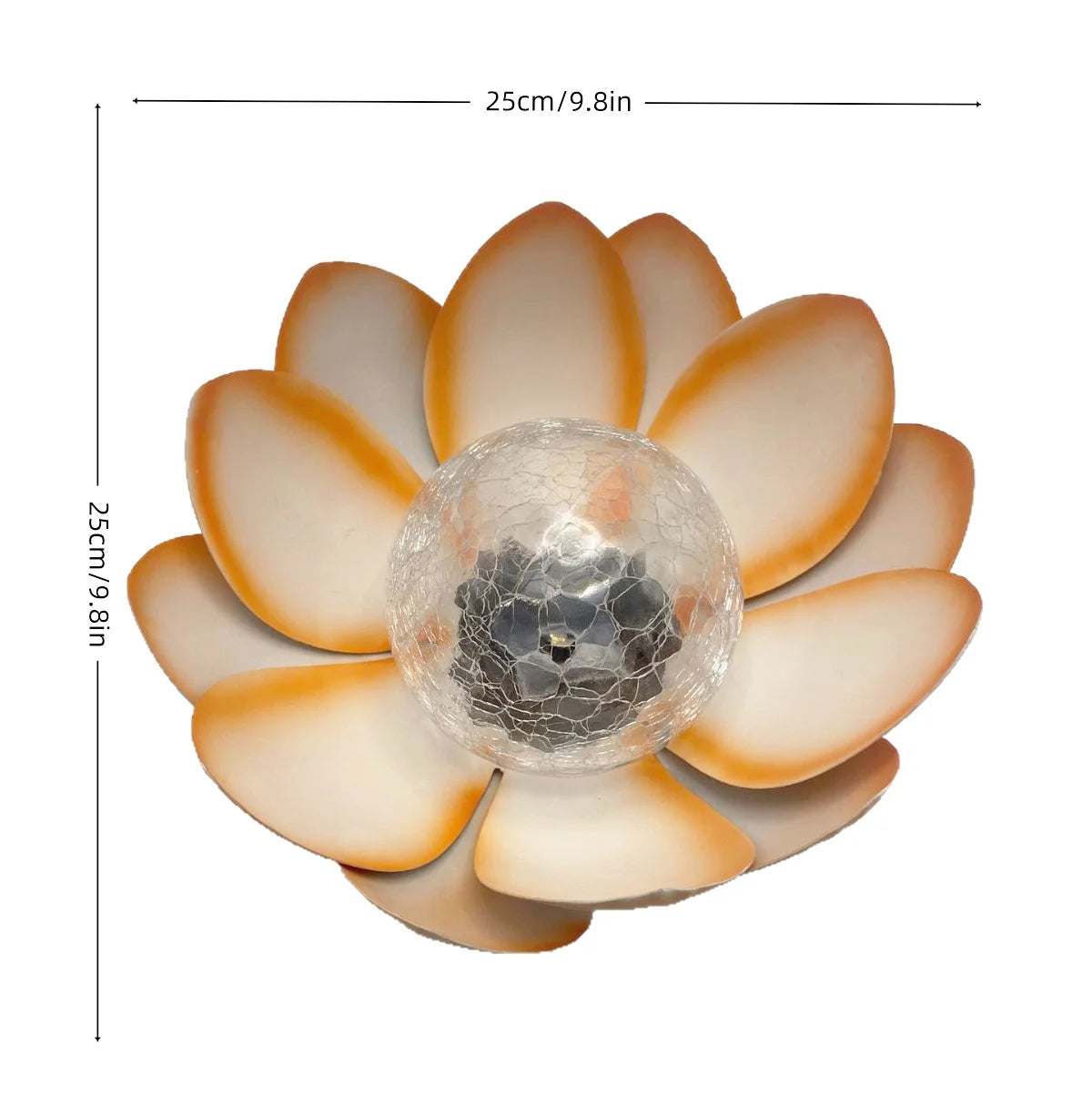 For Garden Lovers Solar Lotus Garden Light Weatherproof Outdoor Decorative Lighting Lotus with Crackle Glass Ball Solar Pathway Lawn Garden Patio Lights Lotus Home Villa Gardening Decor