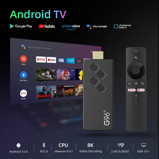 G96 H313 2GB RAM 8GB ROM Stick TV 4K  Android 13.0 ATV UI  BT Voice Remote Fire TV Stick 4k  VS Amazon Fire Stick