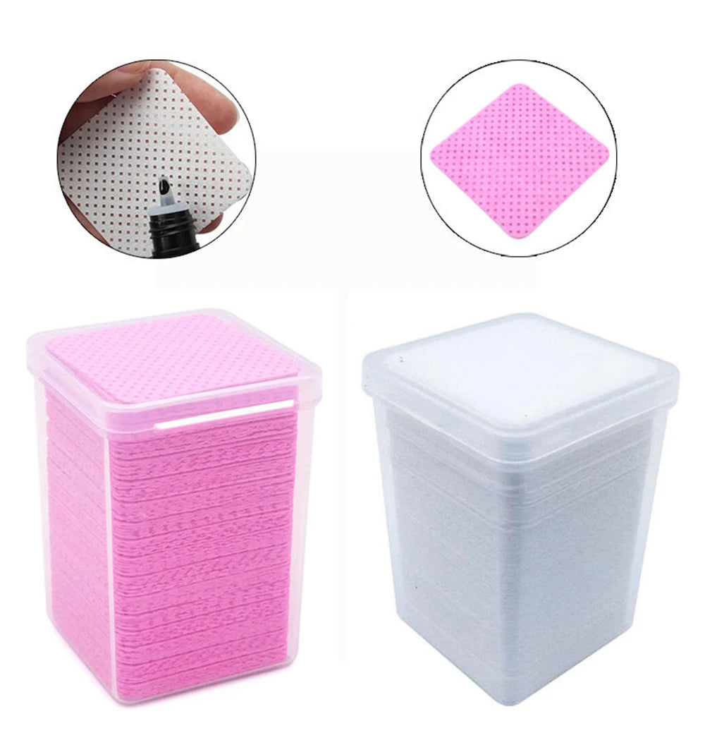 400 PCS Set Eyelash Residual Glue Remover Cotton Wipes UV Gel Nail Tips Polish Remover Cleaner Lint-Free Paper Pad Lash Makeup Tools