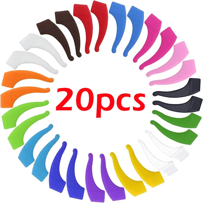 New Arrivals 20 Pairs Set (40PCS) Silicone Anti-Slip Ear Hooks for Women Men Antiskid Glasses Leg Ear Sleeve Clear Anti-fall Eyewear Holder Accessories