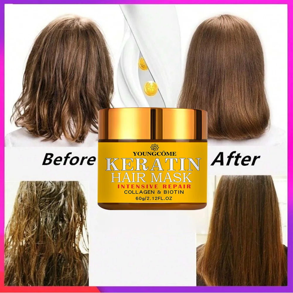 Hair Repairs 60gr Korean Hair Mask Biotin Collagen Keratin Treatment Hairs Conditioner Hair Essential Oil Nourishing for Dry Damaged