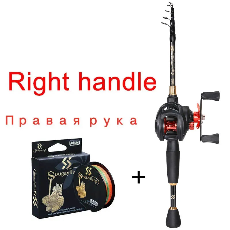 2.1m Left/Right Handle Casting Fishing Combo Telescopic Fishing Rod and 7.2:1 High Speed Fishing Reel with 150M Line Ocean River Lake Rock Fishing Accessories Tools Sets