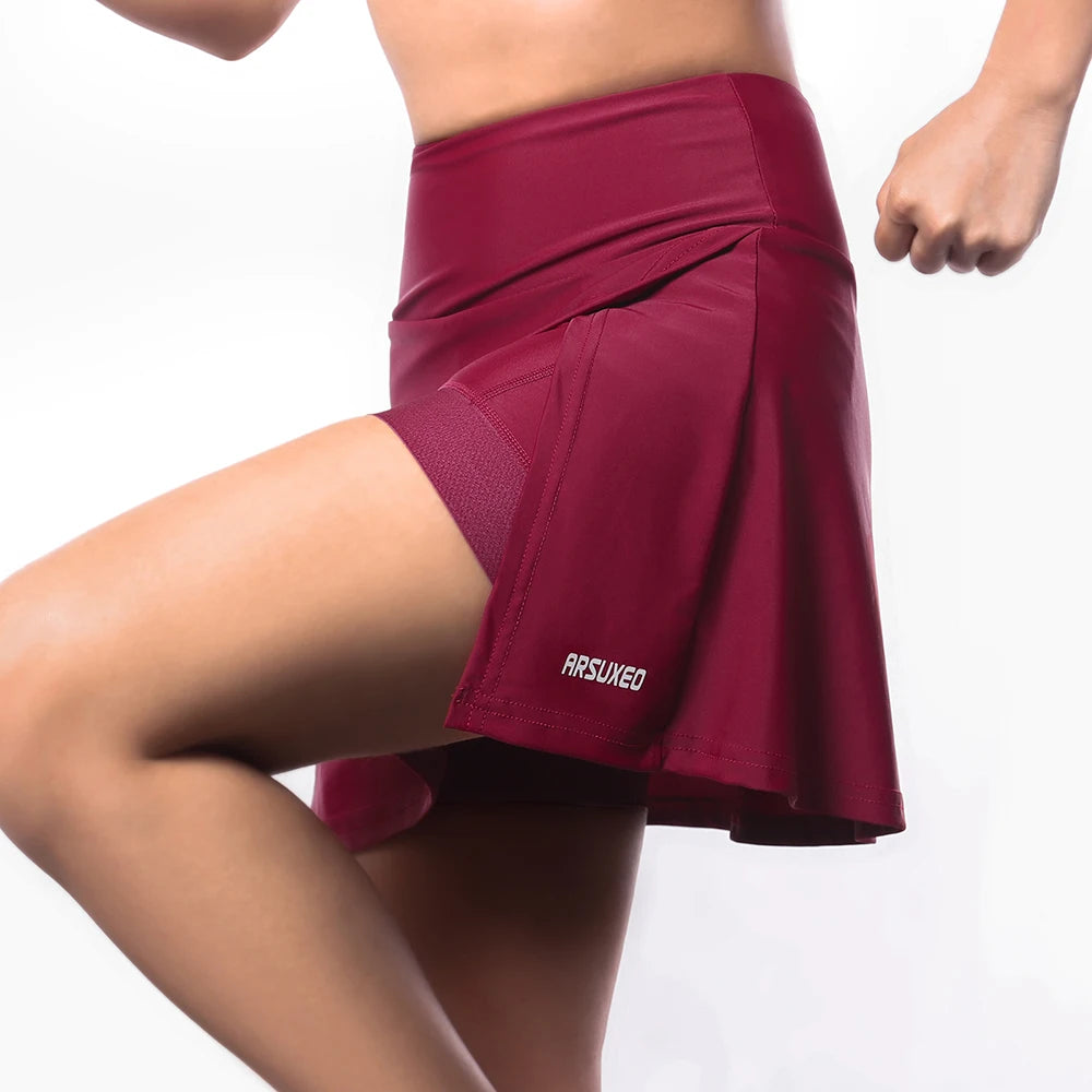 Women's Cycling Shorts Bicycle Summer Casual Workout Padded Pockets Tennis Golf Culottes Yoga Fitness Shorts Skirts D315