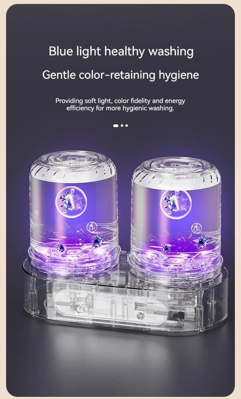 Double Cup Washing Machine for Underwear and Socks, Babies Clothes, Mini Laundry Cup, No Installation Needed, Small and Portable Home Indoor Outdoor Travel Camping Washing Machine