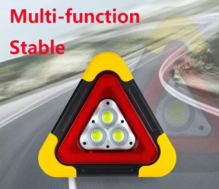 NEW Tripod Warning Light LED Multi-Function Car Emergency Light USB Phone/Solar Charging Car Triangle Safety Warning Sign with Camping Light Car Accessories