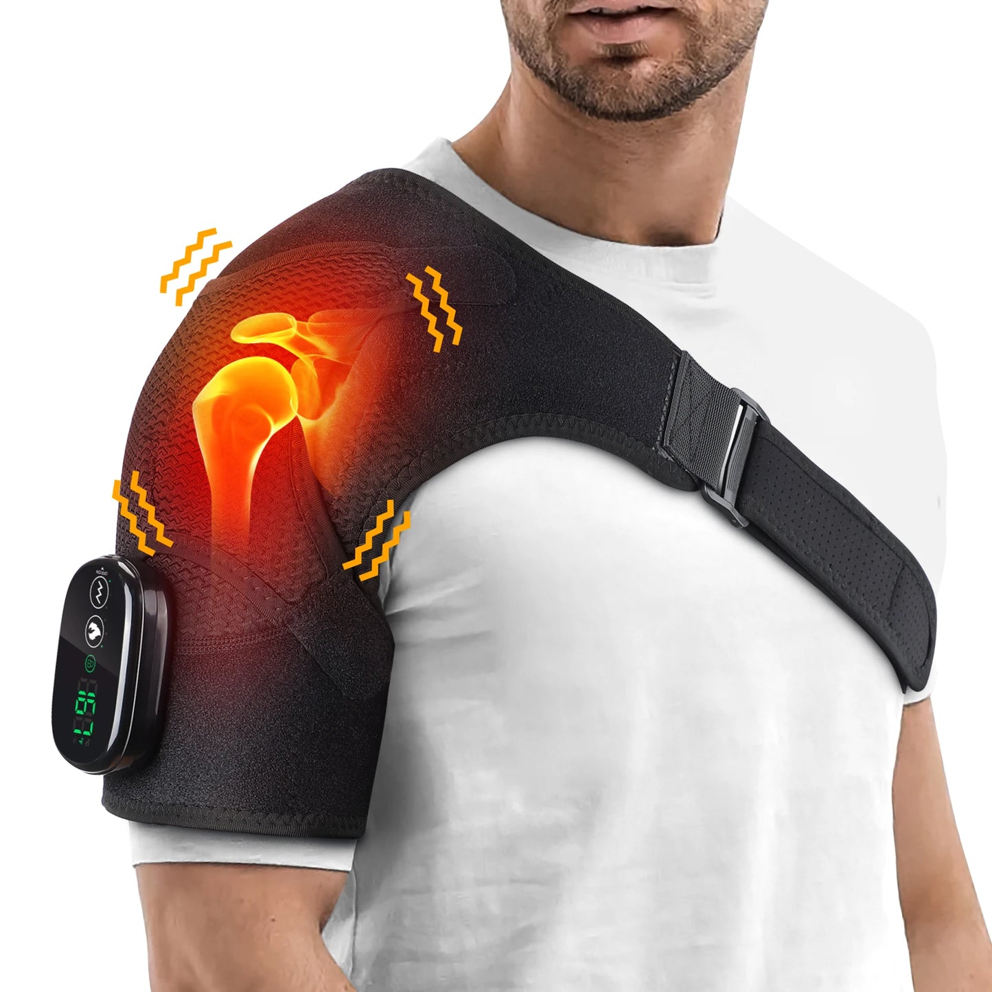 Electric APP Heating Shoulder Pain Relief Therapy Massage Heated Back Shoulder Brace Perfect For Cyclists Runners Adjustable Heating Shoulder Massage Belt For Arm Muscle Relaxation Sports Injuries