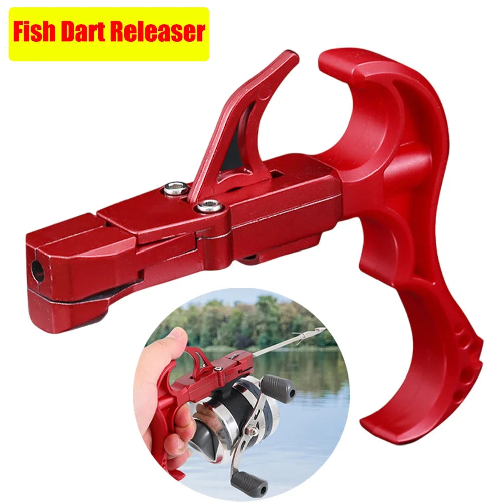 NEW Arrivals Fish Dart Spreader Releaser Fishing Shooting Slingshot Release Device Accessories Aluminum Fishing Slingshot Catapults Dart Catapults for River Lake Fishing Supplies