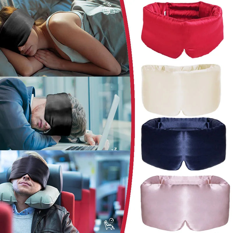 NEW Arrivals 5 Colors Silk Sleep Mask for Eye Cover Sleep Soft Pressure Less Sleeping Mask Eye Skin Anti Wrinkles Adjustable Wide SMYZ003 Outdoor Travel Airplane Hotels