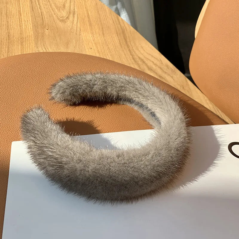 10 Colors Hot Sale Women Luxury winter 100% Real Mink Fur Headbands High Quality Real Fur Hair Band Lady Fashion Hair Hoop Furry Gift