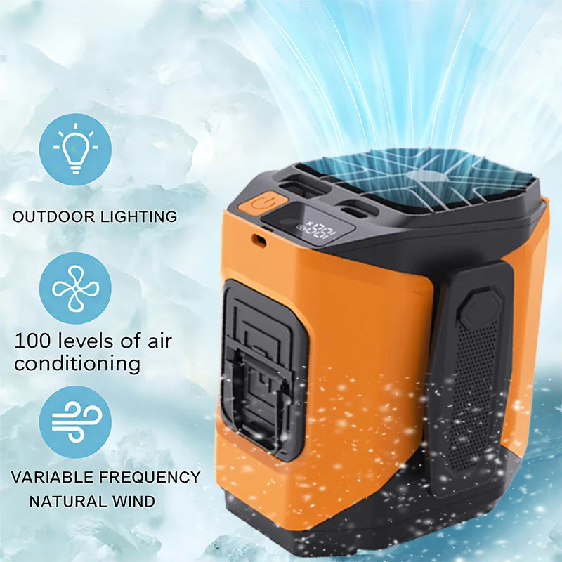 New 10000mAh Waist Fan with Power Bank & Flashlight - High Speed Portable Fan USB Rechargeable for Hiking Running Outdoor Camping Travel