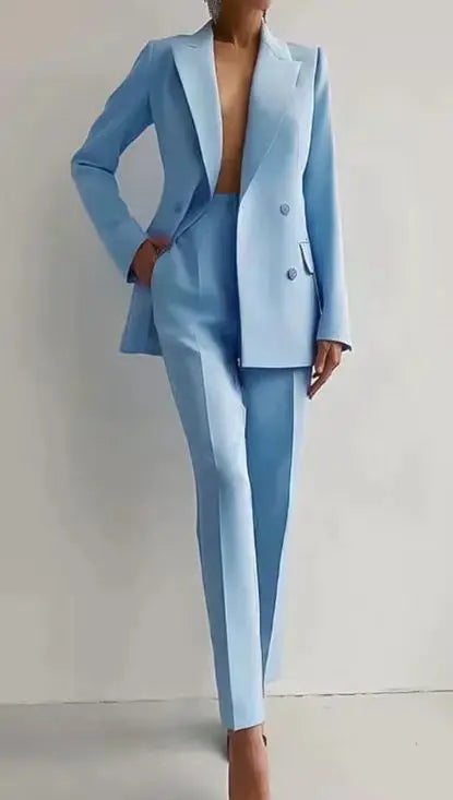 NEW Arrivals 2PCS Set S-2XL 7 Colors Italian Women Luxury Office Lady Blazer Pants Jacket Suit Coats Autumn Winter Formal Business Suit Ladies Luxury Fashion Clothing Supplies