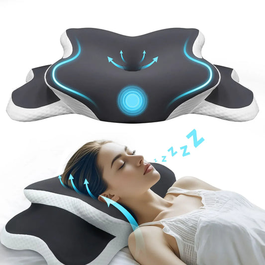NEW Orange/Dark Gray Color Ergonomic Butterfly Top Quality Memory Foam Pillows Butterfly Shaped Relaxing Cervical Slow Rebound Neck Pillow Pain Relief Sleeping Orthopedic Cushion