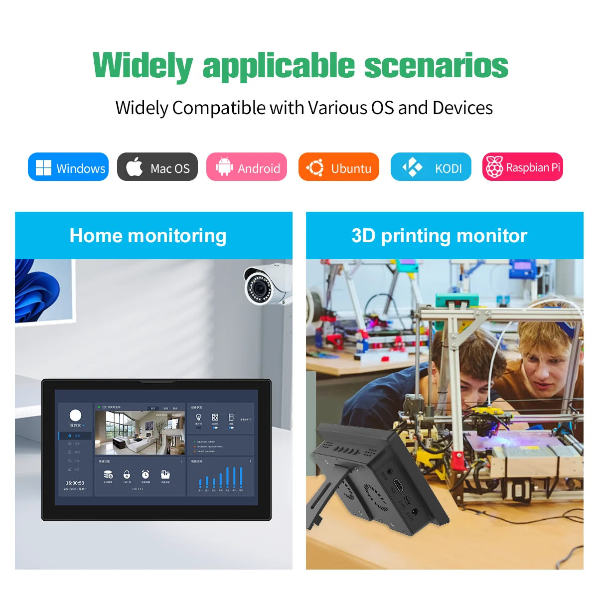 Unew 8‘’ Raspberry Pi Monitor 1280x800P 16:10 Widescreen Ratio HDMI Interface for Raspberry Pi DIY Projects Surveillance Display